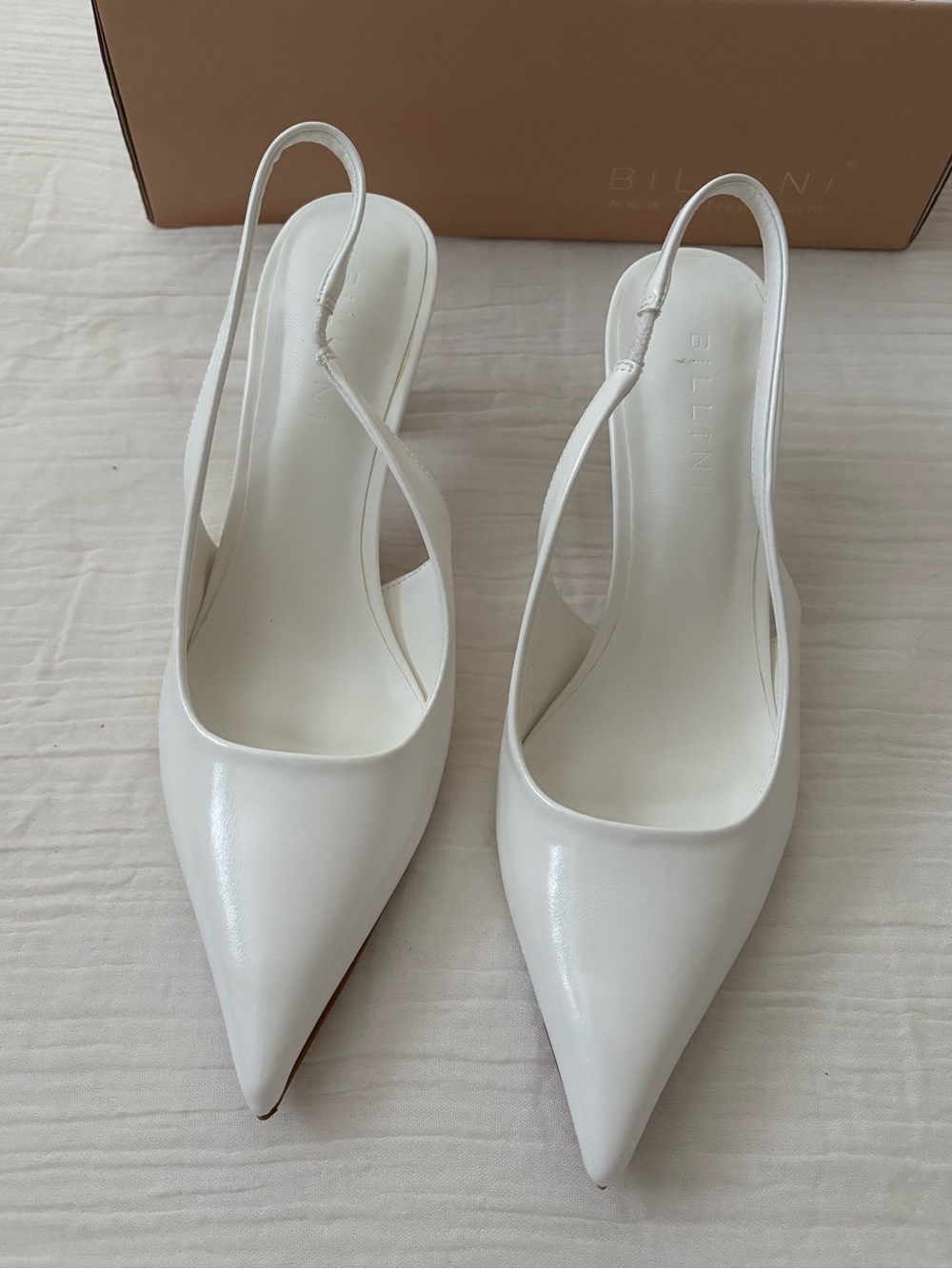 Billini Idana white sling back pumps
